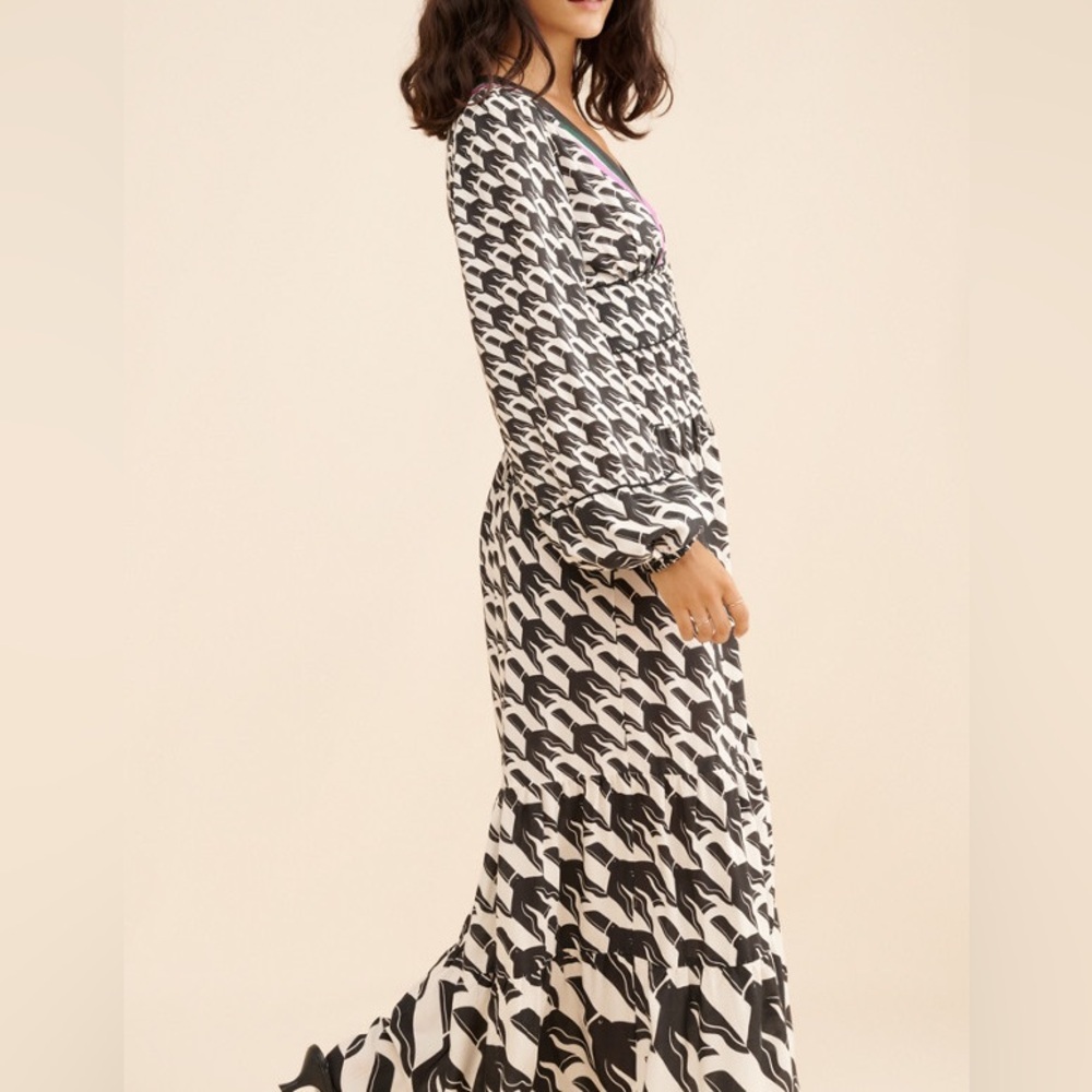 FARM Rio Long Sleeve Printed Maxi Dress Size L - Picture 5 of 12